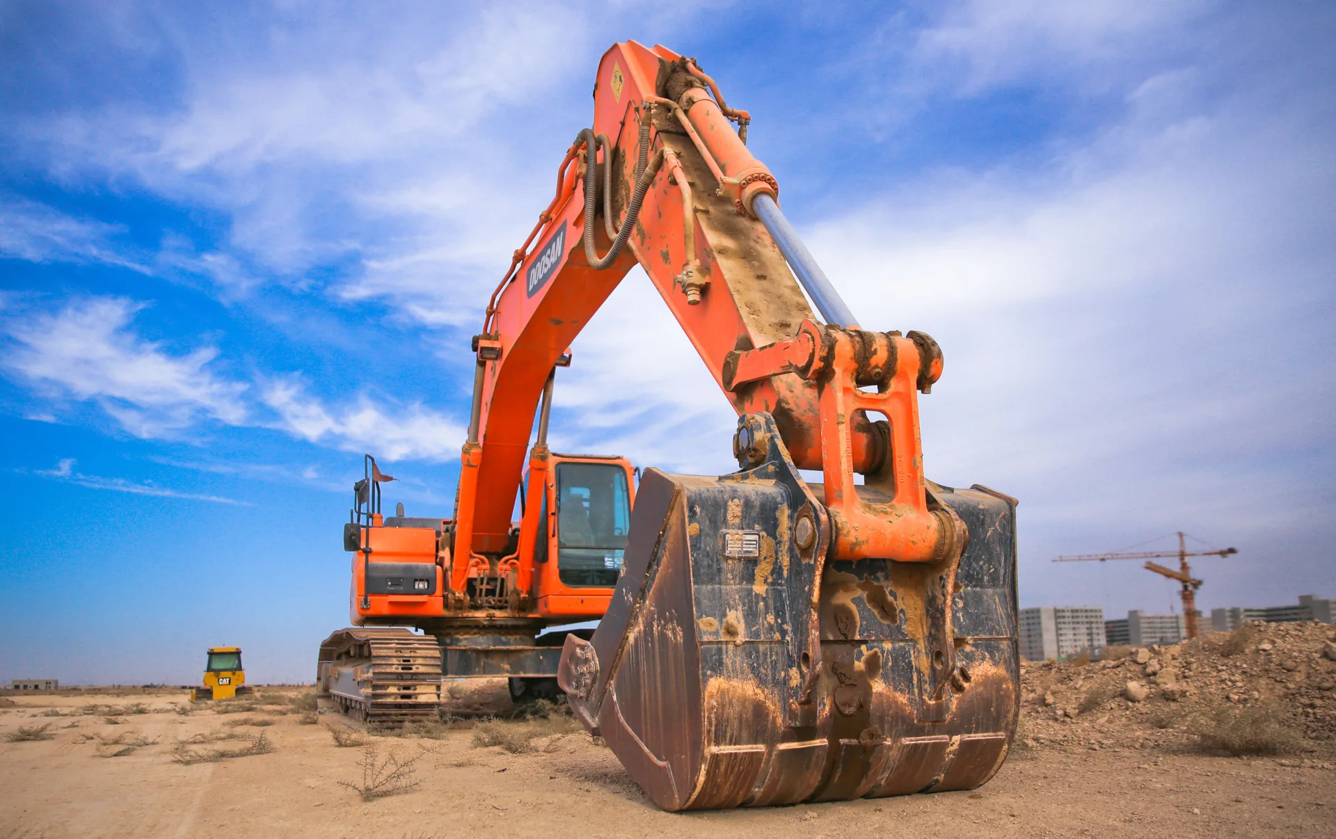 Excavator operating on a construction site